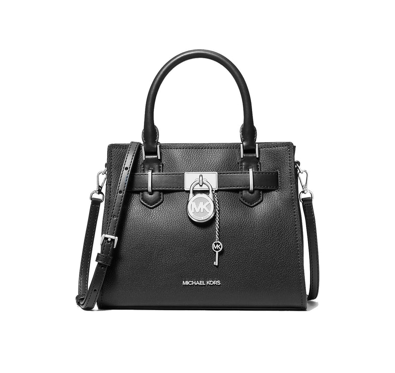 Michael Kors Women's Hamilton Small Leather Satchel Silver/Black