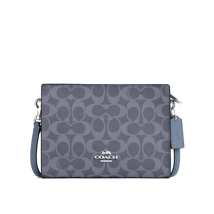 Coach Women's Slim Crossbody Bag In Signature Canvas Silver/Chambray