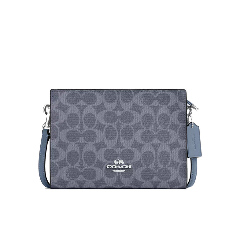Coach Women's Slim Crossbody Bag In Signature Canvas Silver/Chambray