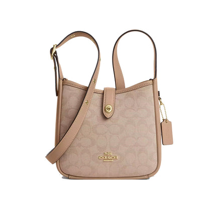 Coach Women's Hadley Mini Crossbody Bag With Signature Canvas Gold/Dark Natural Multi