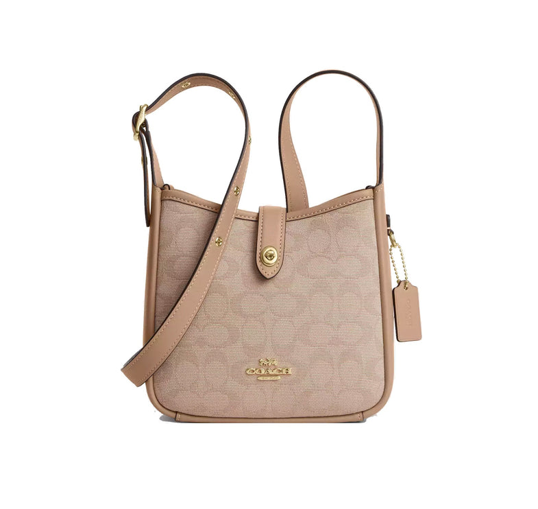 Coach Women's Hadley Mini Crossbody Bag With Signature Canvas Gold/Dark Natural Multi