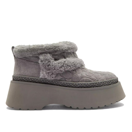 Coach Women's Christina Bootie In Signature Suede Charcoal