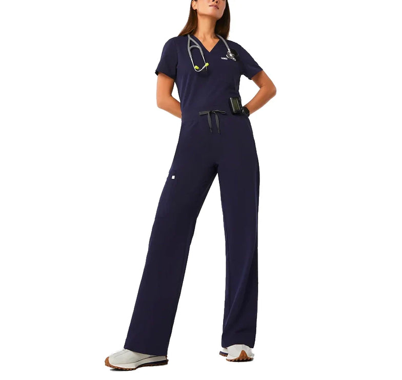 FIGS Women's High Waisted Isabel Wide Leg Scrub Pants Navy