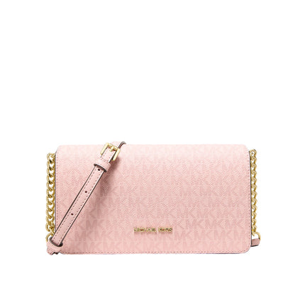 Michael Kors Women's Jet Set Medium Signature Logo Crossbody Bag Powder Blush