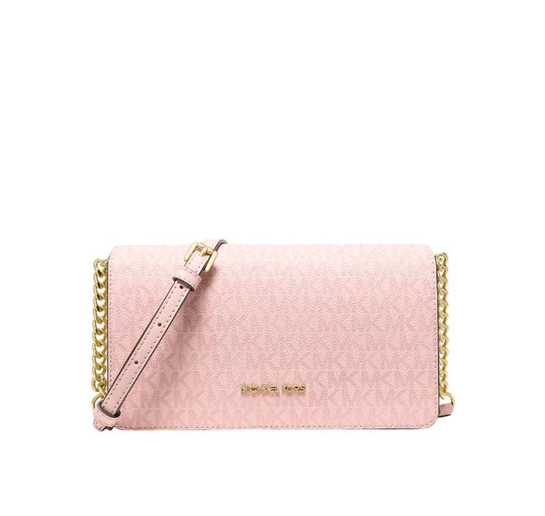 Michael Kors Women's Jet Set Medium Signature Logo Crossbody Bag Powder Blush
