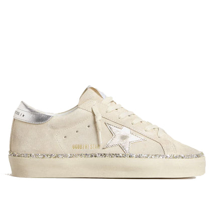Golden Goose Women's Hi Star in Suede with Silver Metallic Leather Star and Heel Tab