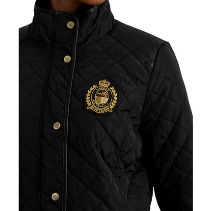 Polo Ralph Lauren Women's Crest-Patch Quilted Funnelneck Jacket Black