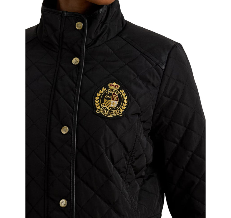 Polo Ralph Lauren Women's Crest-Patch Quilted Funnelneck Jacket Black