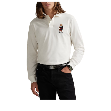 Polo Ralph Lauren Men's Classic Fit Polo Bear Mesh Polo Shirt Cream