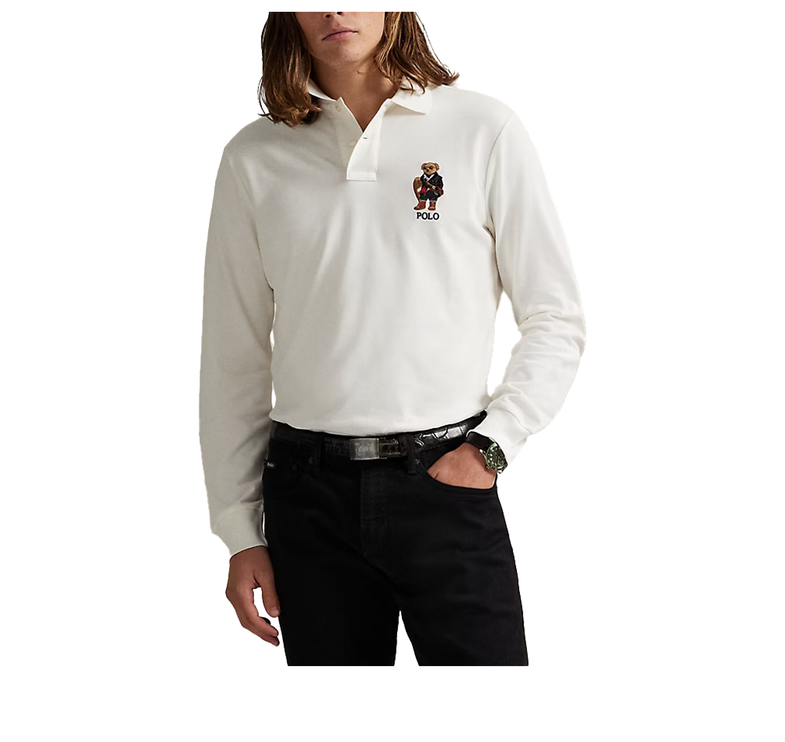 Polo Ralph Lauren Men's Classic Fit Polo Bear Mesh Polo Shirt Cream