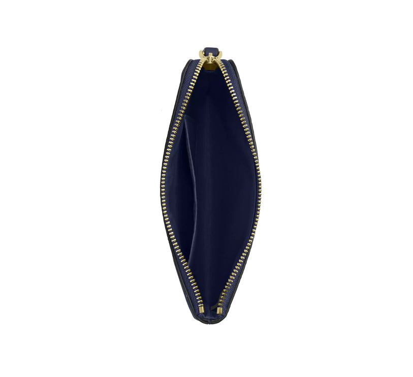 Coach Women's Corner Zip Wristlet In Signature Canvas Gold/Navy
