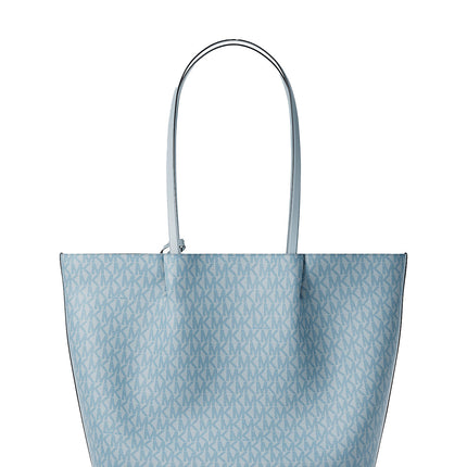 Michael Kors Women's Carson Large Signature Logo Tote Bag Pale Ocean/Silver