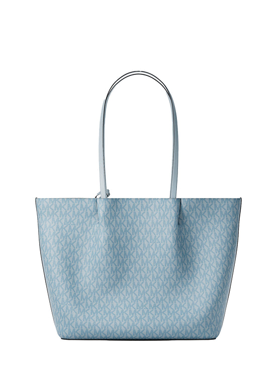 Michael Kors Women's Carson Large Signature Logo Tote Bag Pale Ocean/Silver