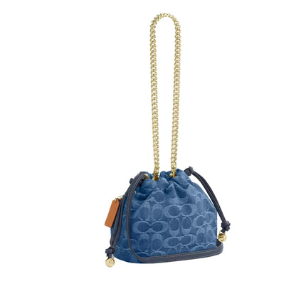 Coach Women's Faye Mini Drawstring Bag In Signature Denim Gold/Indigo