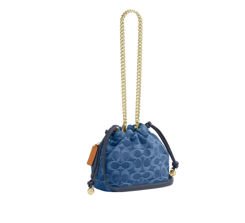 Coach Women's Faye Mini Drawstring Bag In Signature Denim Gold/Indigo