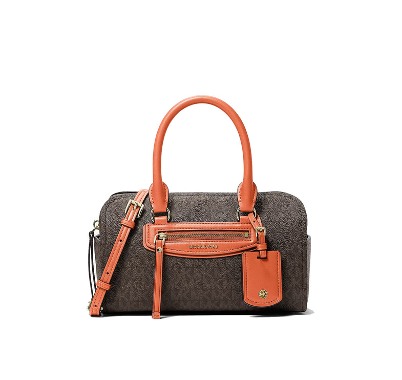 Michael Kors Women's Jet Set Travel Extra-Small Signature Logo Duffel Crossbody Bag Mimosa