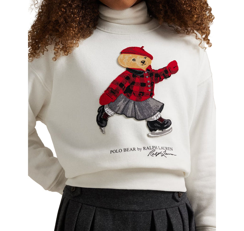 Polo Ralph Lauren Girl's Polo Bear Fleece Boxy Sweatshirt Trophy Cream