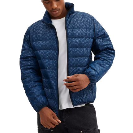 Coach Men's Lightweight Down Jacket In Recycled Polyester Washed Navy