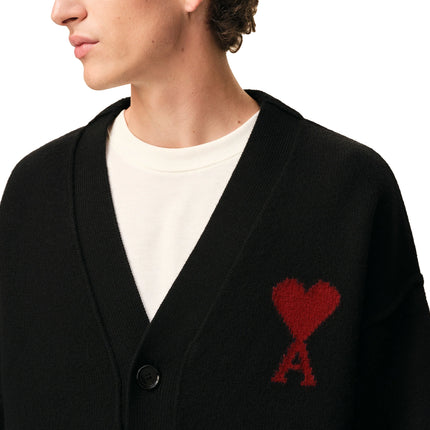 AMI Alexandre Mattiussi Unisex Ami de Coeur Wool Cardigan Black