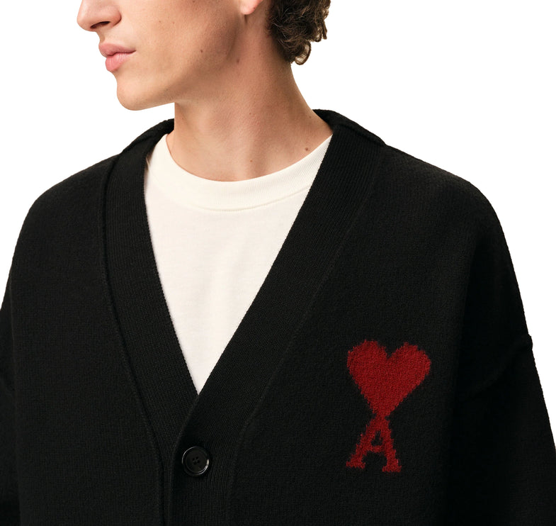 AMI Alexandre Mattiussi Unisex Ami de Coeur Wool Cardigan Black