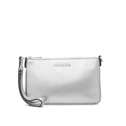 Michael Kors Women's Jet Set Small Metallic Wristlet Silver