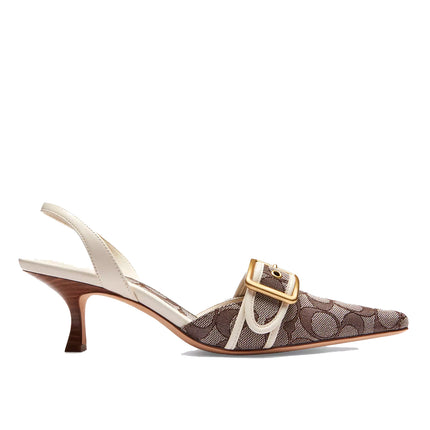 Coach Women's Margot Slingback In Signature Jacquard Oak/Chalk