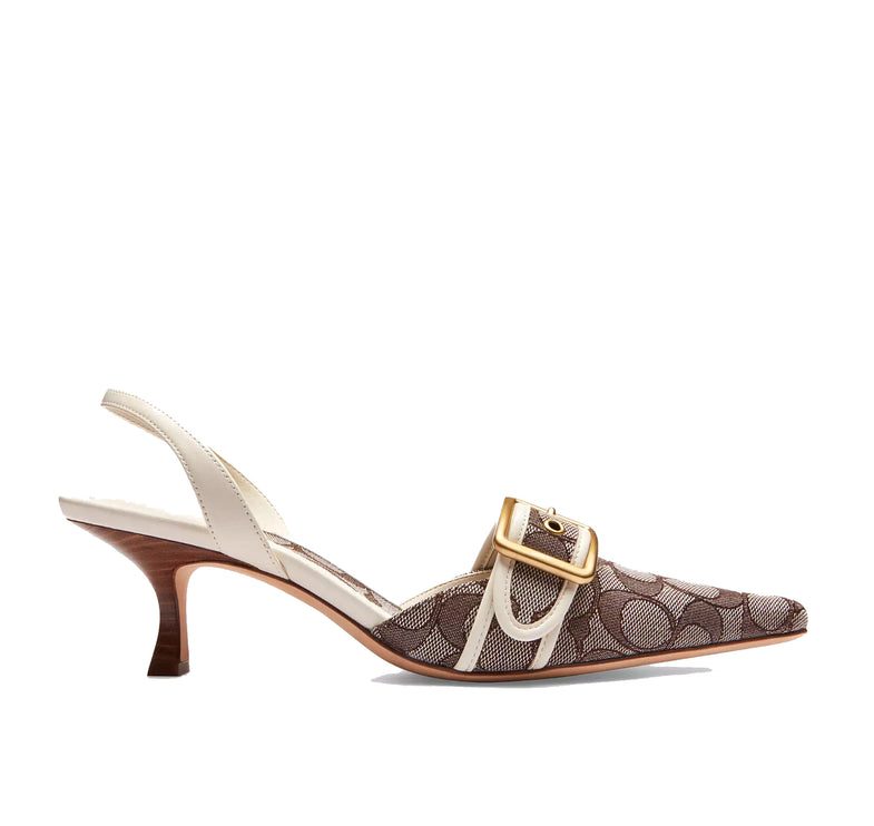 Coach Women's Margot Slingback In Signature Jacquard Oak/Chalk