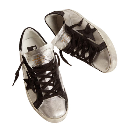 Golden Goose Women's Supe Star in Silver Leather with Contrasting Inserts