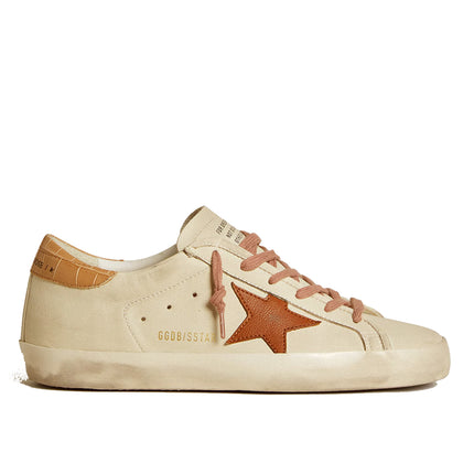Golden Goose Women's Super Star with Leather Star and Crocodile Print Leather Heel Tab