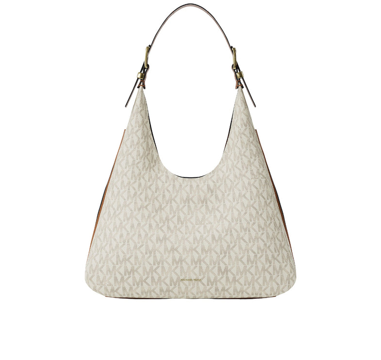 Michael Kors Women's Nolita Large Signature Logo Shoulder Bag Vanilla/Acorn