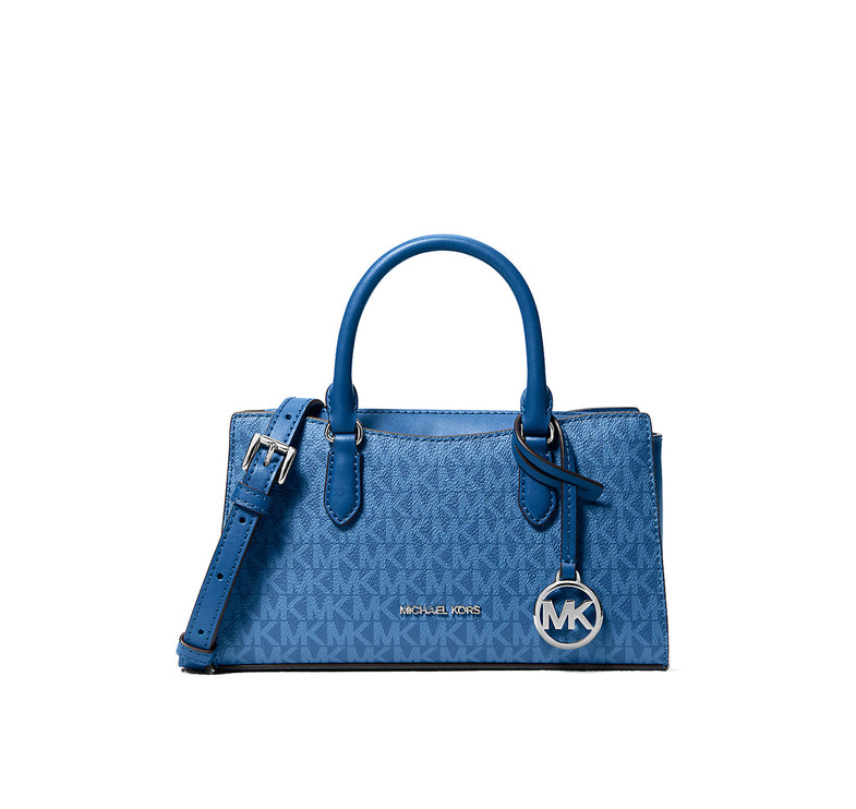 Michael Kors Women's Arden Small Signature Logo Messenger Bag Galaxy Blue