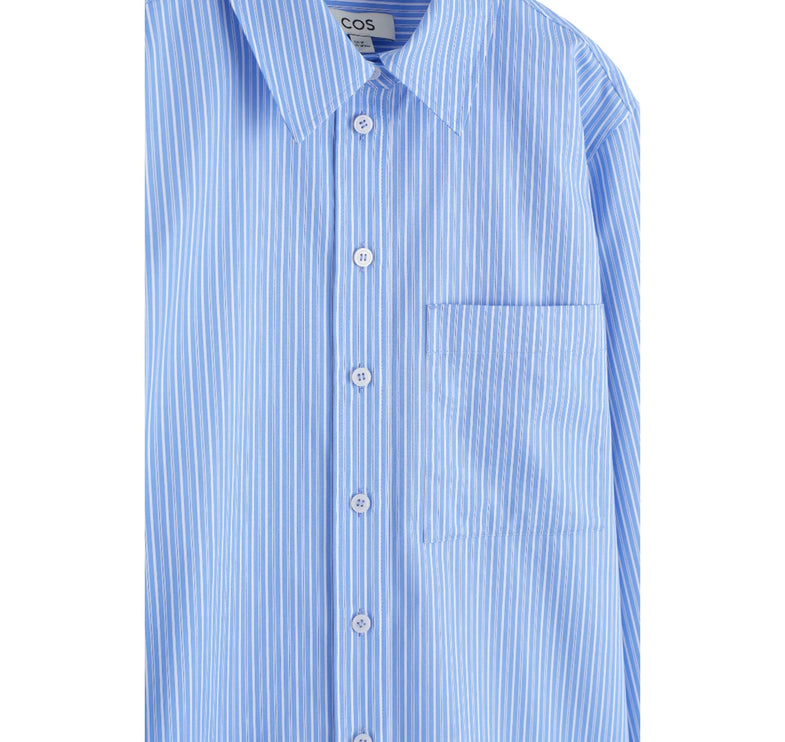 COS Women's Tailored Pima Cotton Shirt Blue/Striped