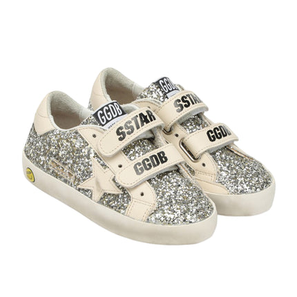 Golden Goose Grade School Old Sneakers with Platinum/Cream Glitter