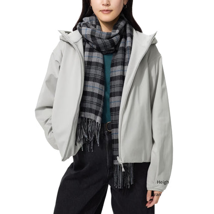 Uniqlo Women's Windproof Fleece Reversible Full-Zip Hoodie 02 Light Gray