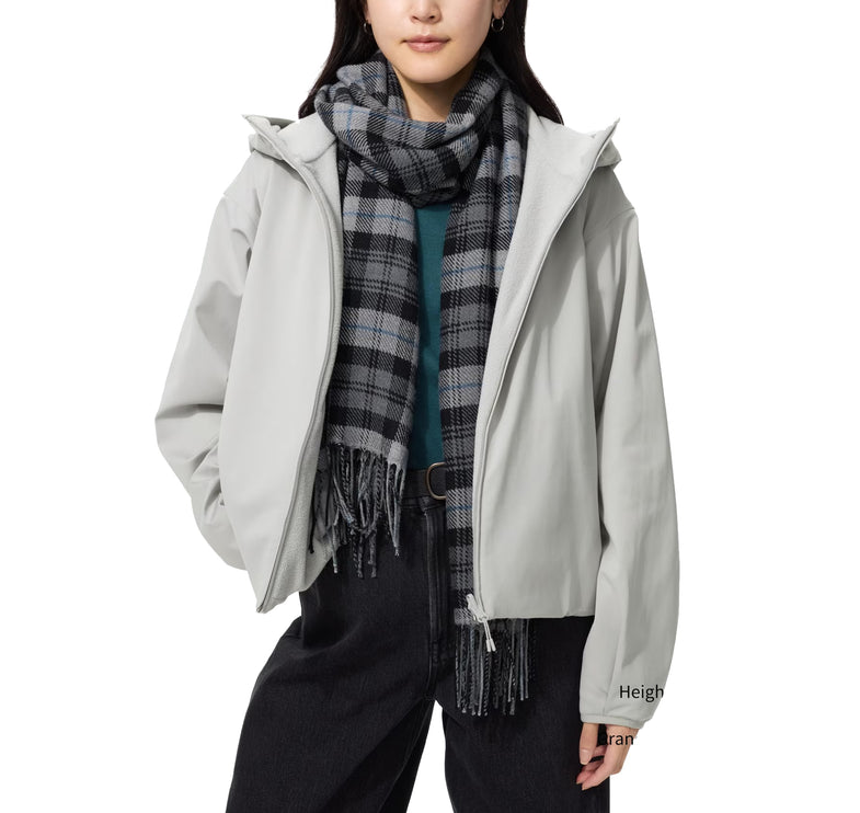 Uniqlo Women's Windproof Fleece Reversible Full-Zip Hoodie 02 Light Gray
