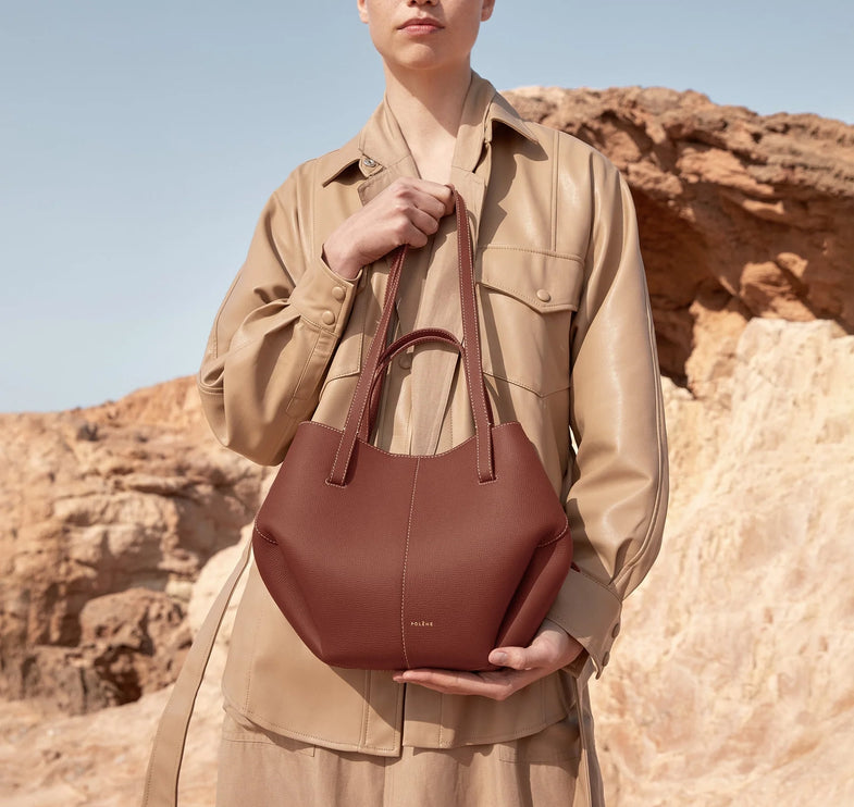 Polène Women's Cyme Mini Edition Textured Cognac