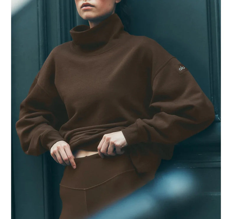 alo Women's Hazy Mock Neck Pullover Espresso