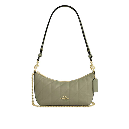 Coach Women's Caitlin Shoulder Bag With Quilting Gold/Pistachio