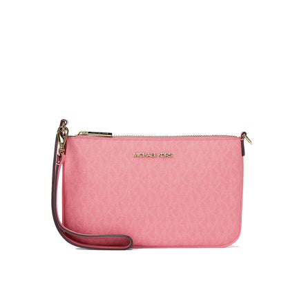 Michael Kors Women's Jet Set Small Signature Logo Convertible Wristlet Carnation