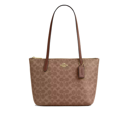 Coach Women's Fiona Zip Tote Bag In Signature Canvas Gold/Tan/Brown