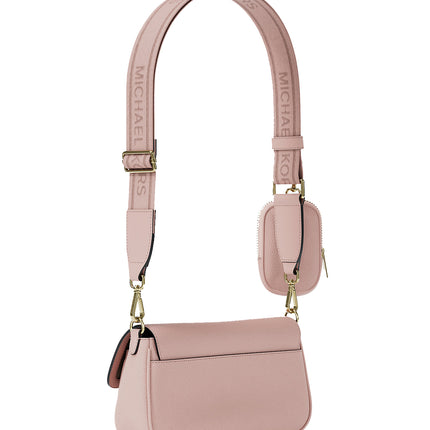 Michael Kors Women's Jet Set Travel Small Pebbled Leather Crossbody Bag With Pouch Powder Blush/Gold