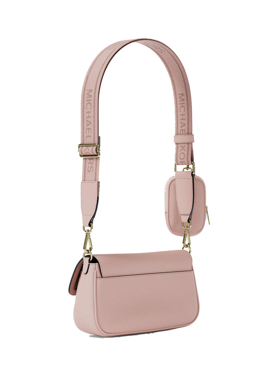 Michael Kors Women's Jet Set Travel Small Pebbled Leather Crossbody Bag With Pouch Powder Blush/Gold
