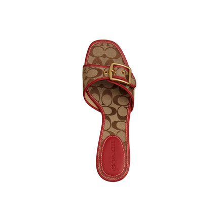 Coach Women's Margot Sandal In Signature Jacquard Khaki/Poppy