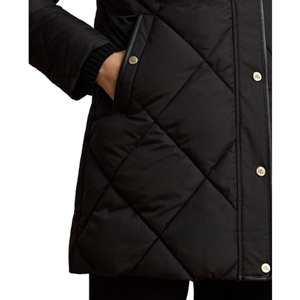 Polo Ralph Lauren Women's Faux-Fur-Trim Hooded Quilted Coat Black
