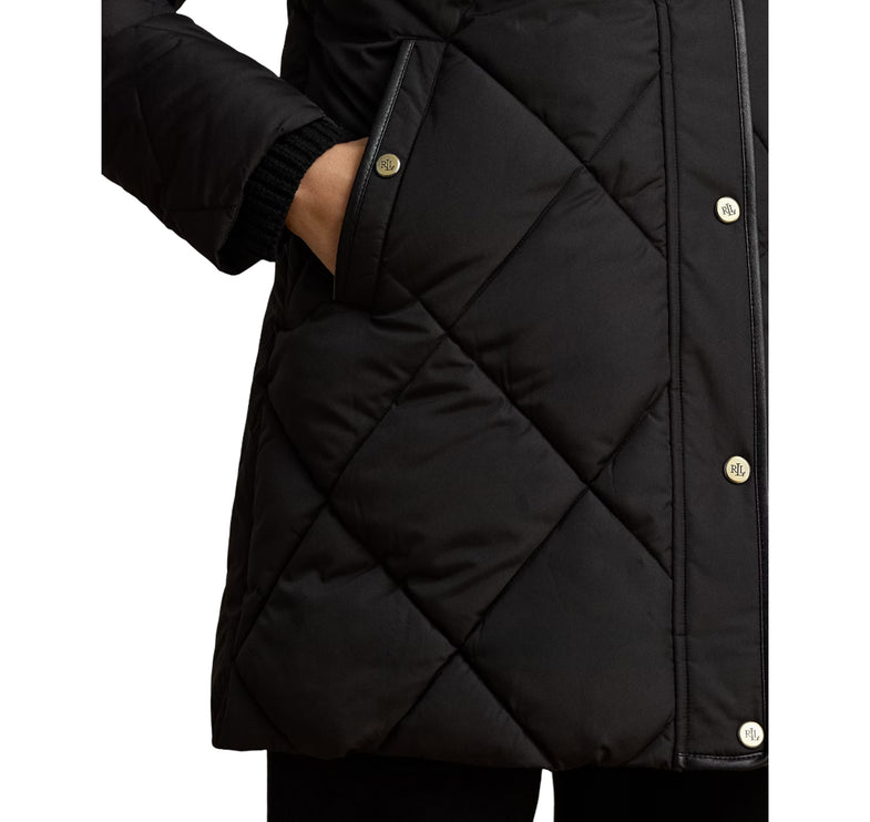 Polo Ralph Lauren Women's Faux-Fur-Trim Hooded Quilted Coat Black