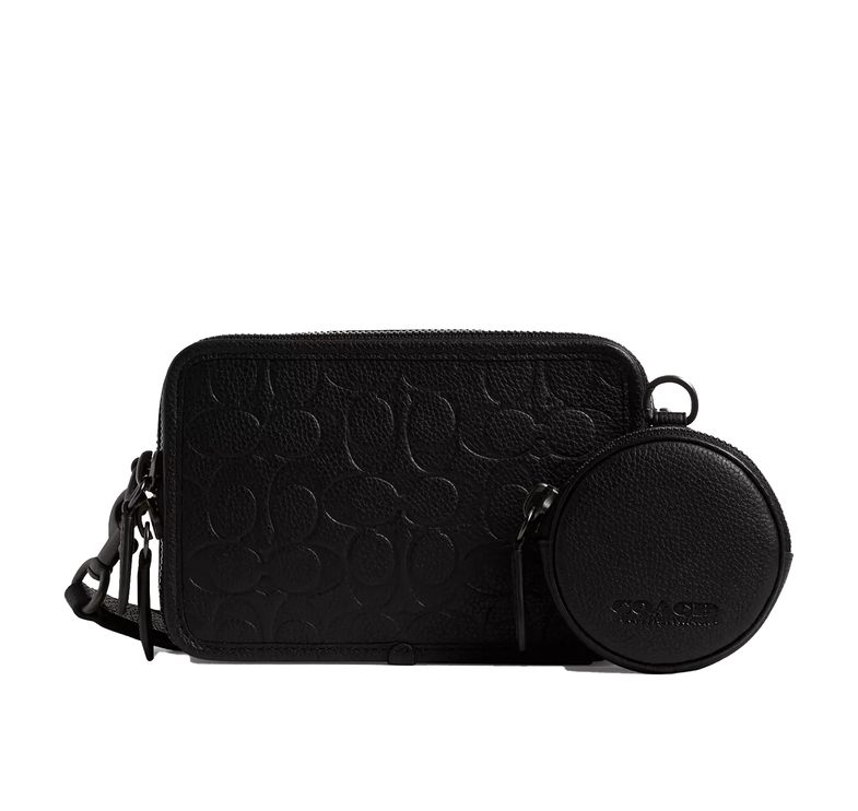 Coach Unisex Charter Crossbody Bag With Hybrid Pouch In Signature Leather Black
