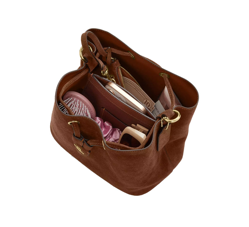 Coach Women's Rowan Bucket Bag Suede/Gold/Warm Brown