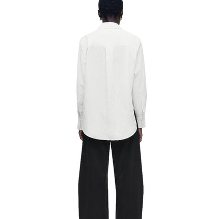 COS Women's Tailored Pima Cotton Shirt Ivory/Pinstriped
