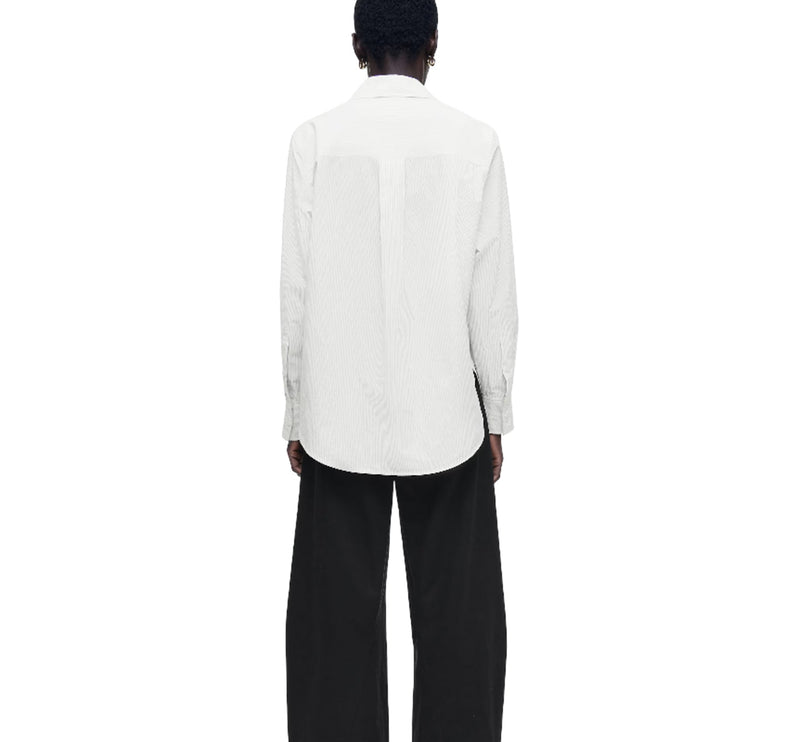 COS Women's Tailored Pima Cotton Shirt Ivory/Pinstriped