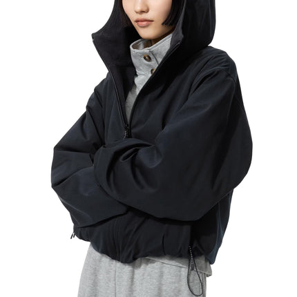 Uniqlo Women's Windproof Fleece Reversible Full-Zip Hoodie 09 Black